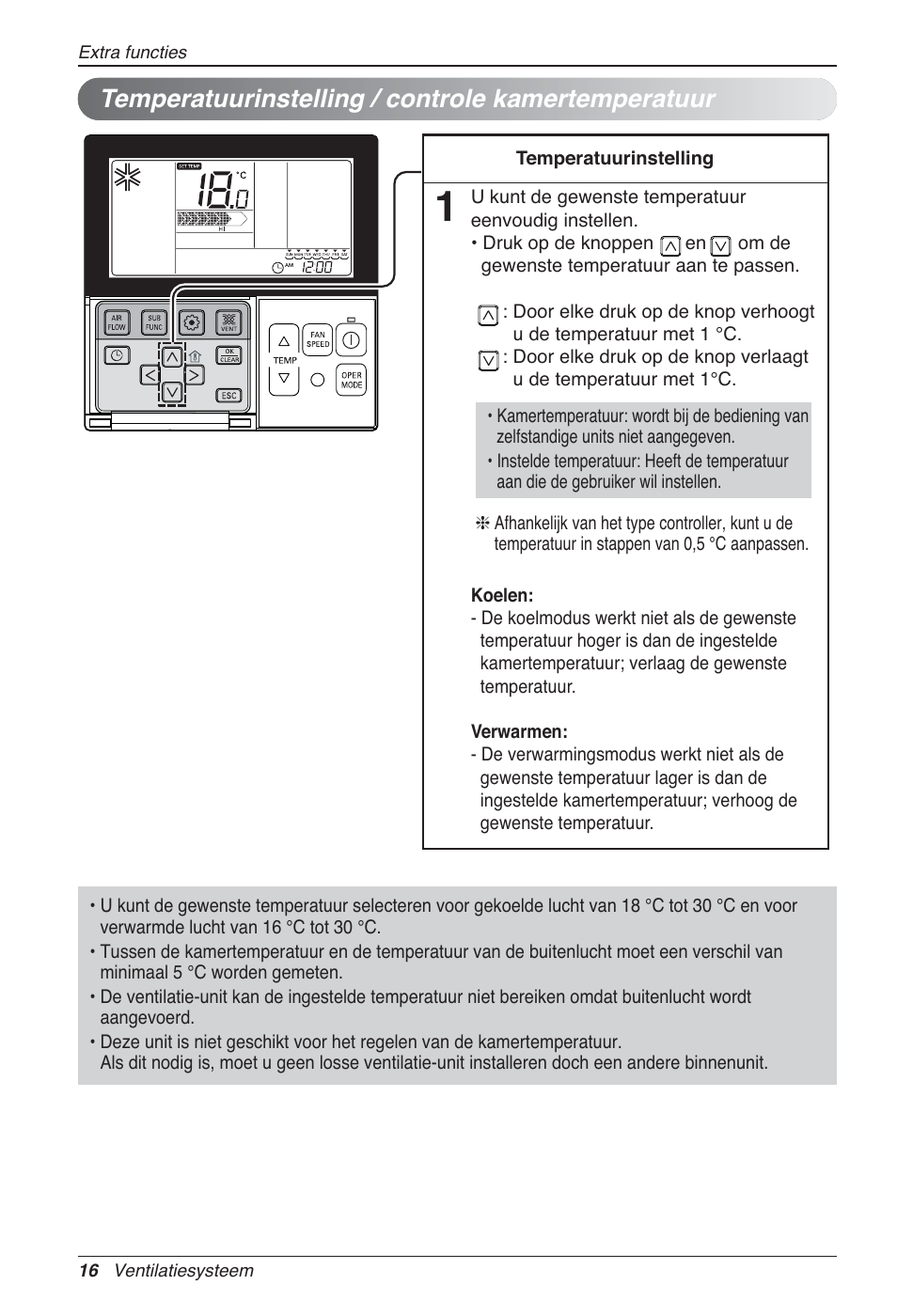 Temperatuurinstelling / controle kamertemperatuur | LG LZ-H100GXN0 User Manual | Page 184 / 456