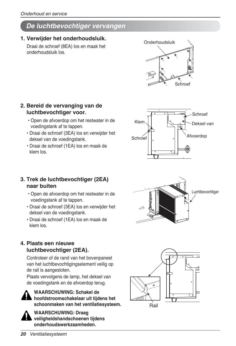 De luchtbevochtiger vervangen | LG LZ-H100GXN0 User Manual | Page 188 / 456