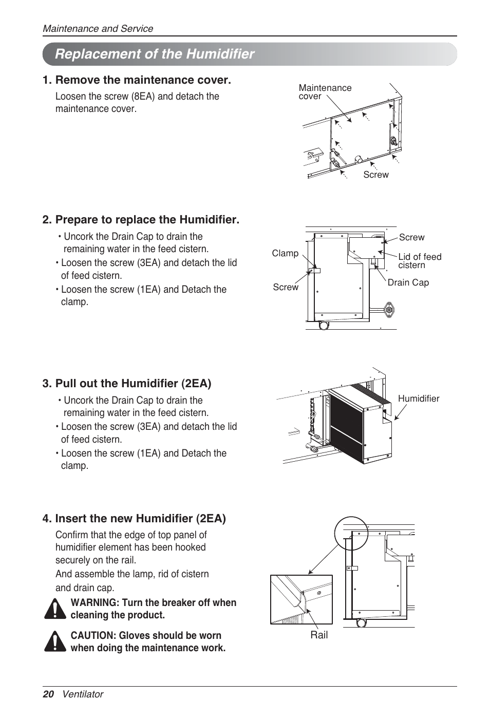 Replacement of the humidifier | LG LZ-H100GXN0 User Manual | Page 20 / 456