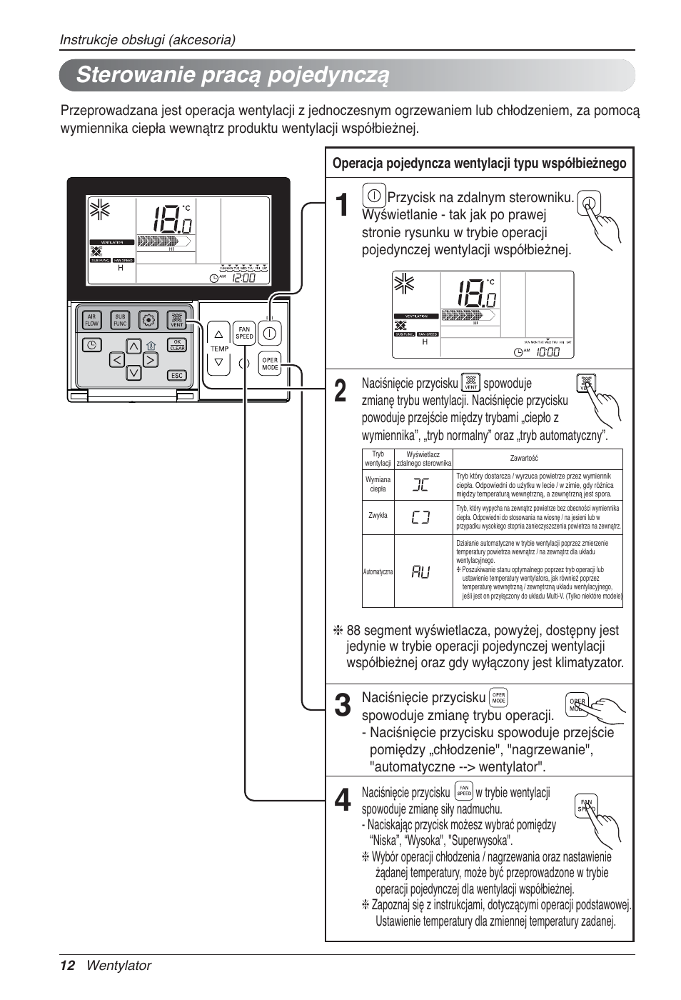 Sterowanie pracą pojedynczą | LG LZ-H100GXN0 User Manual | Page 204 / 456