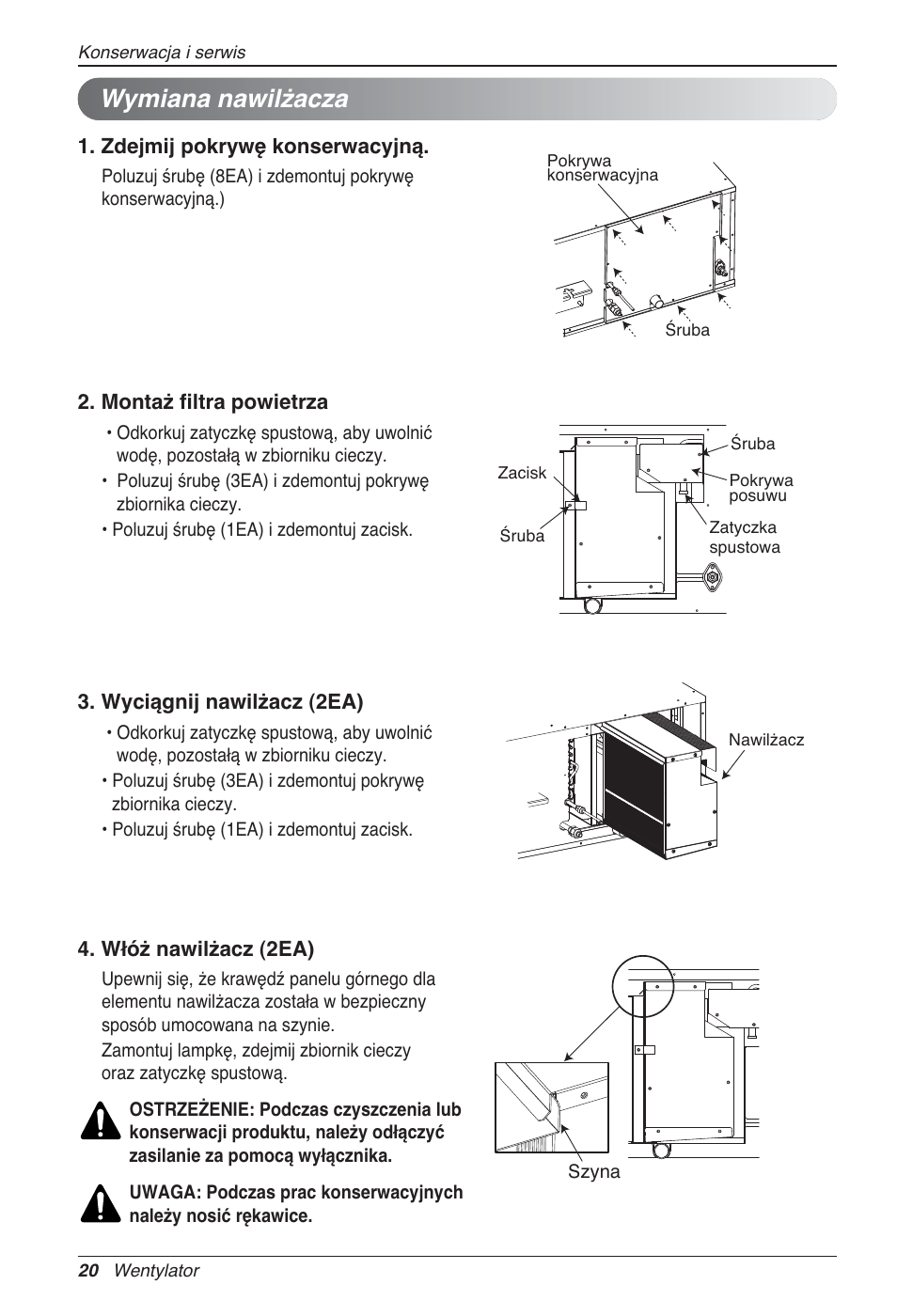 Wymiana nawilżacza | LG LZ-H100GXN0 User Manual | Page 212 / 456