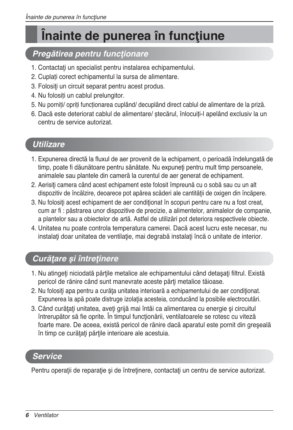 Înainte de punerea în funcţiune | LG LZ-H100GXN0 User Manual | Page 222 / 456