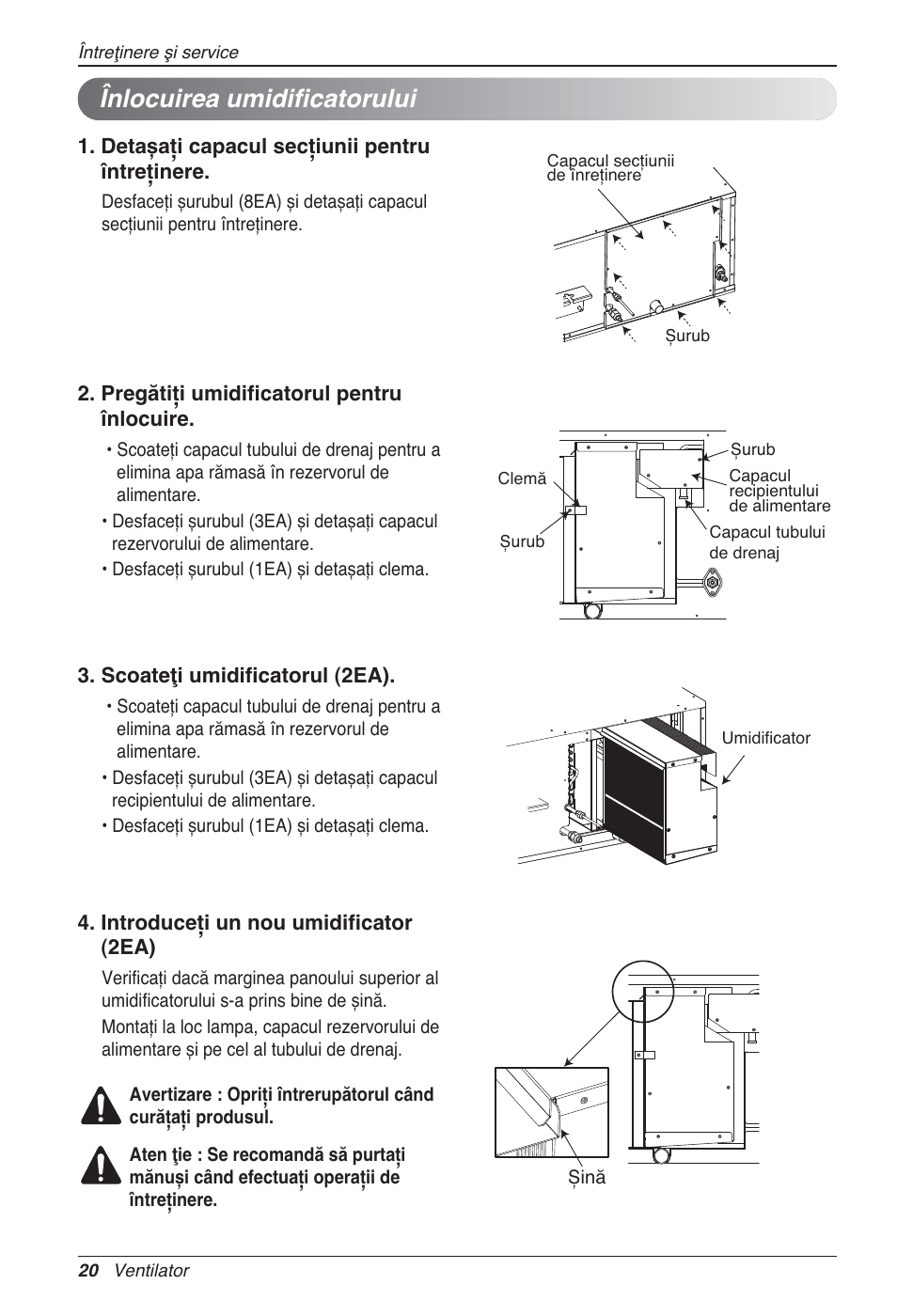 Înlocuirea umidificatorului | LG LZ-H100GXN0 User Manual | Page 236 / 456