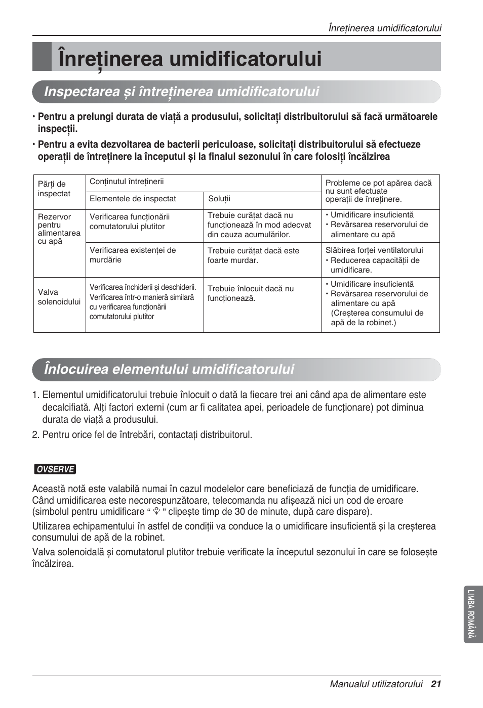 Înreţinerea umidificatorului | LG LZ-H100GXN0 User Manual | Page 237 / 456