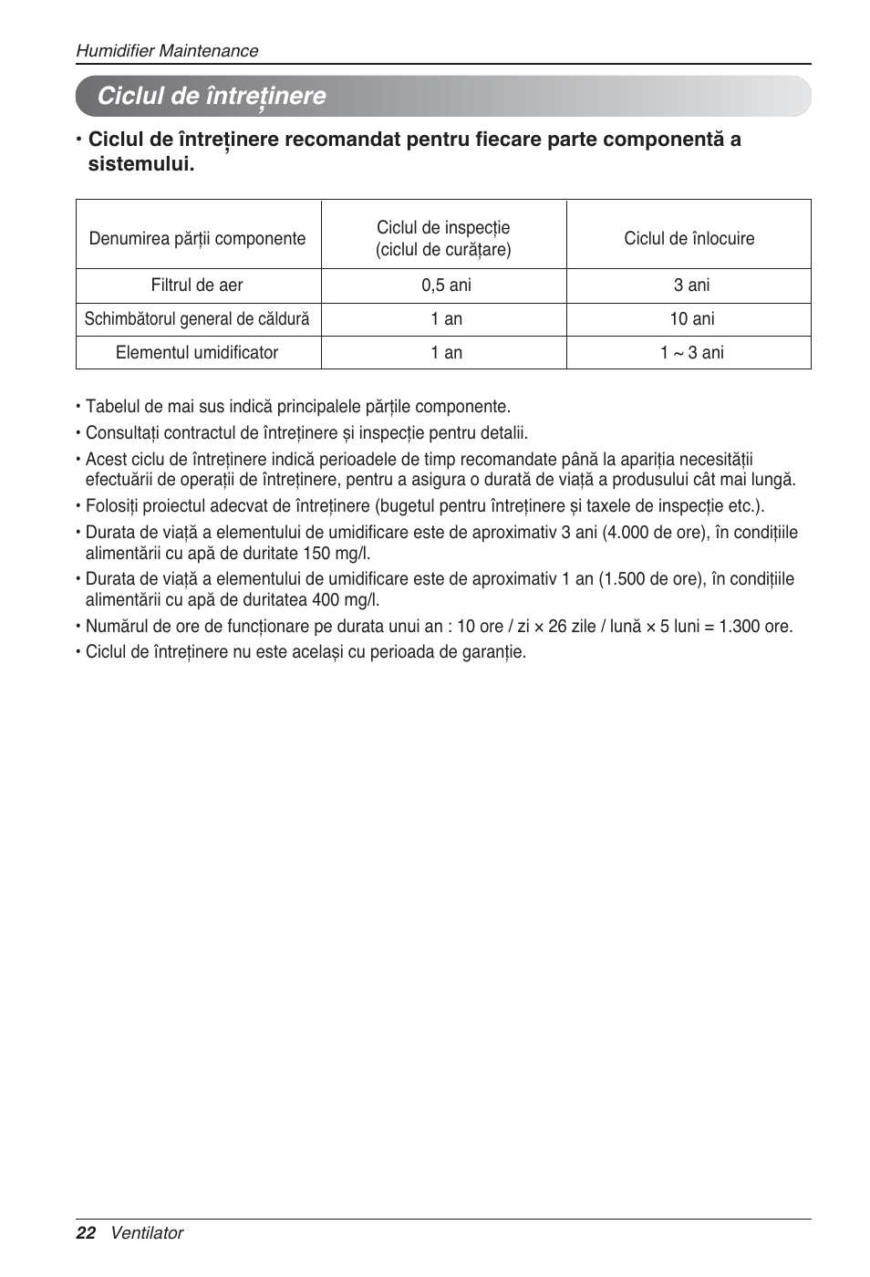 Ciclul de întreţinere | LG LZ-H100GXN0 User Manual | Page 238 / 456