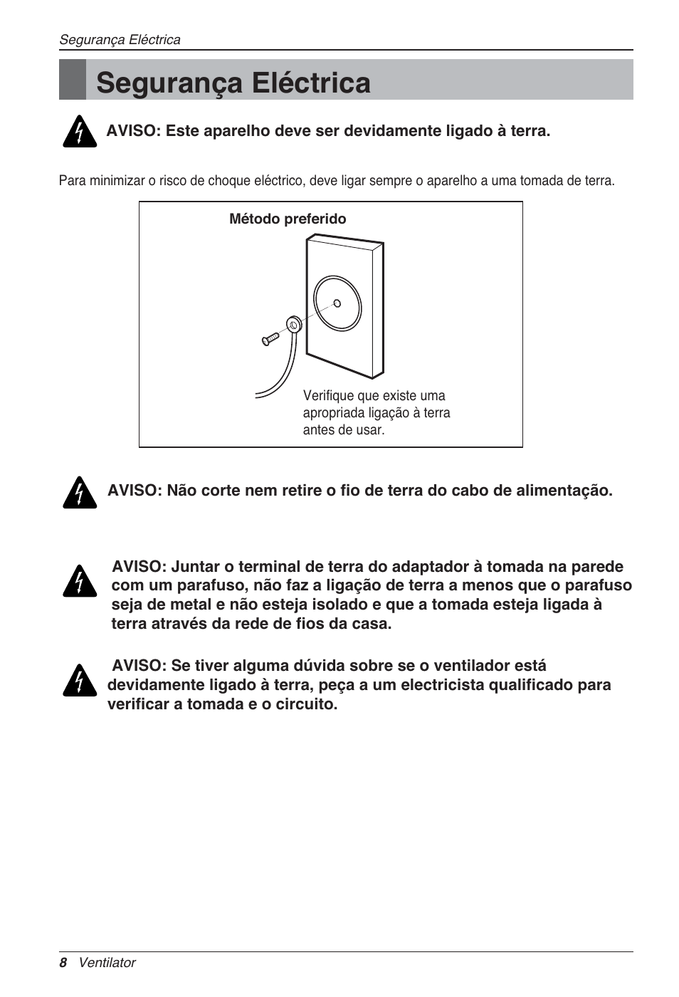 Segurança eléctrica | LG LZ-H100GXN0 User Manual | Page 247 / 456