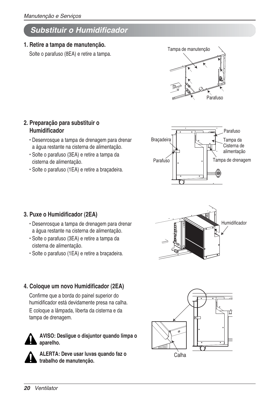 Substituir o humidificador | LG LZ-H100GXN0 User Manual | Page 259 / 456