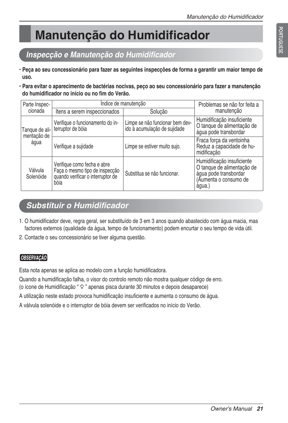 Manutenção do humidificador | LG LZ-H100GXN0 User Manual | Page 260 / 456