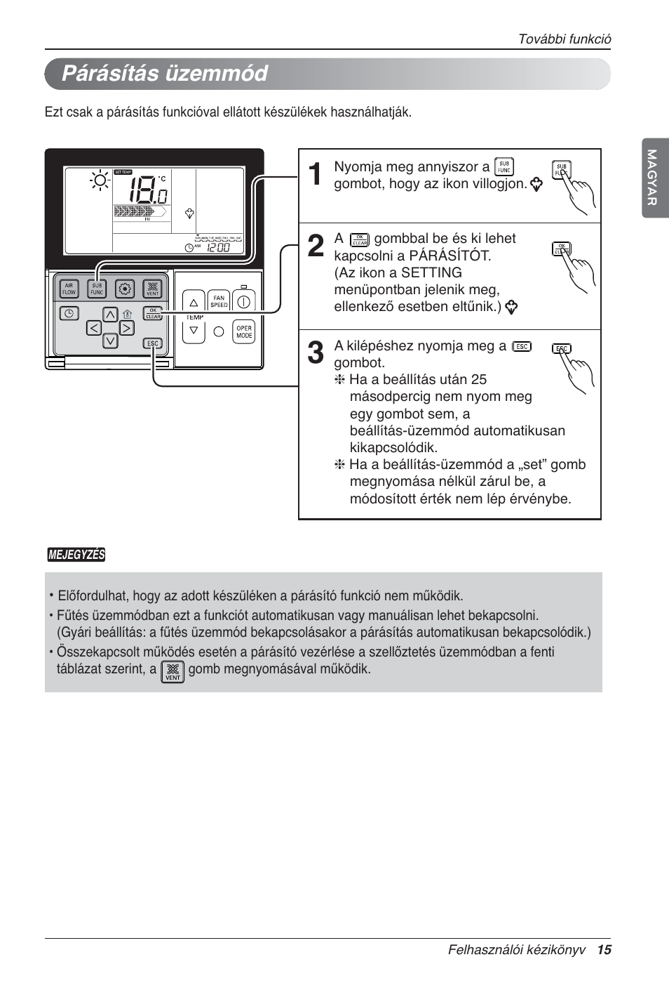 Párásítás üzemmód | LG LZ-H100GXN0 User Manual | Page 278 / 456