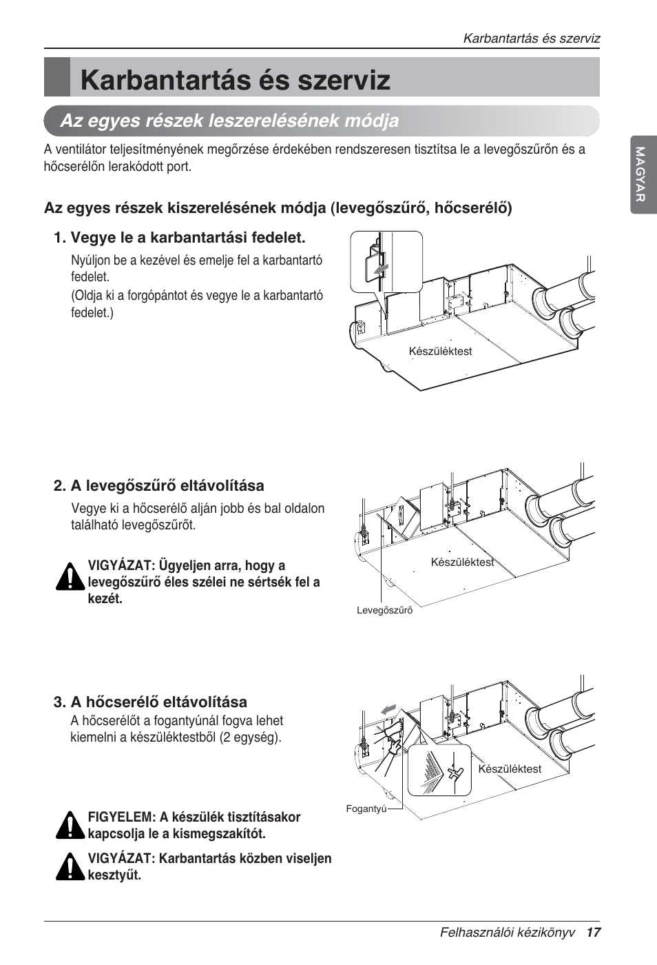 Karbantartás és szerviz, Az egyes részek leszerelésének módja | LG LZ-H100GXN0 User Manual | Page 280 / 456