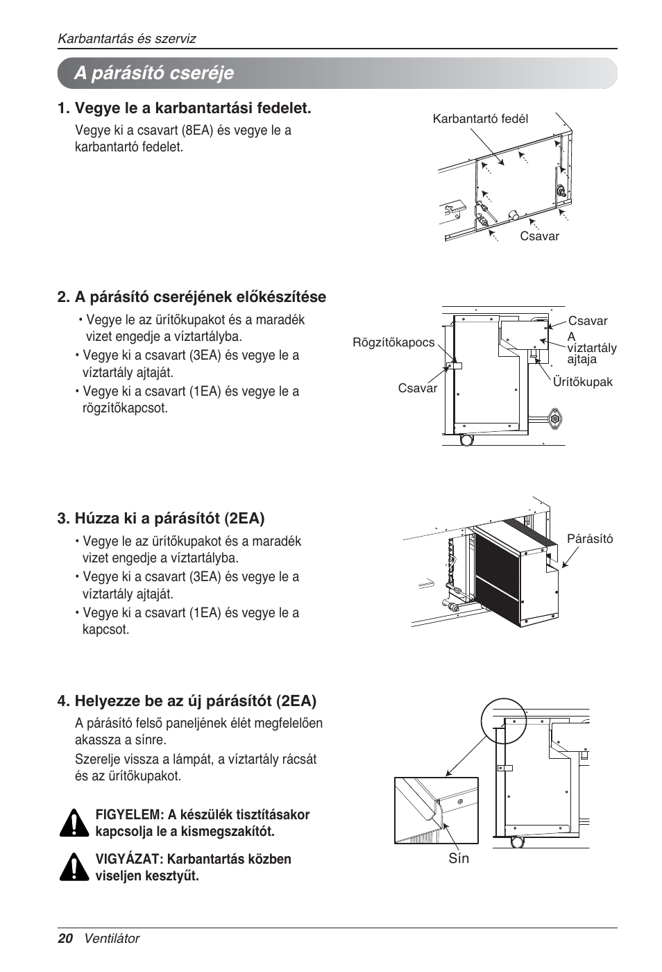 A párásító cseréje | LG LZ-H100GXN0 User Manual | Page 283 / 456