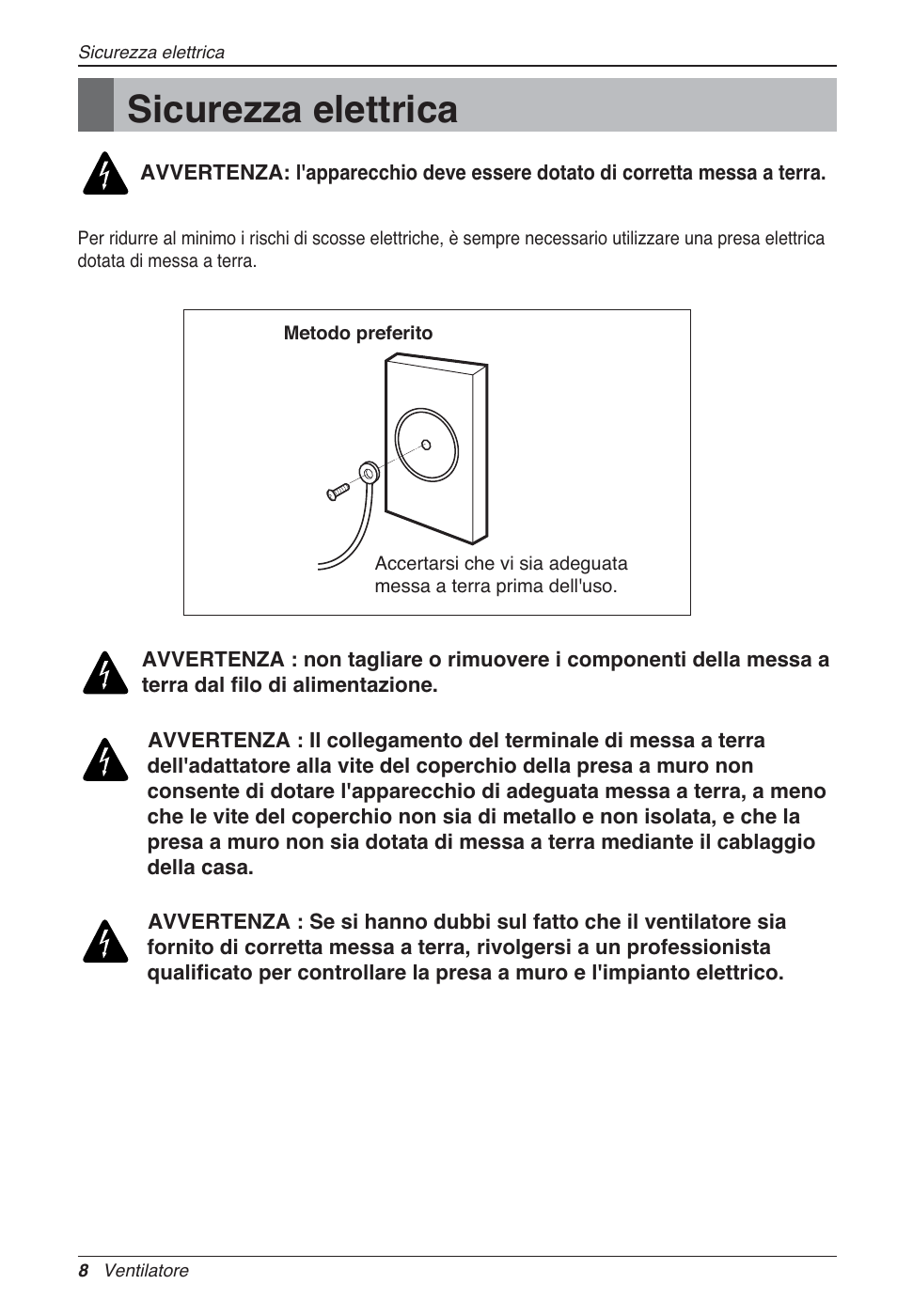 Sicurezza elettrica | LG LZ-H100GXN0 User Manual | Page 32 / 456