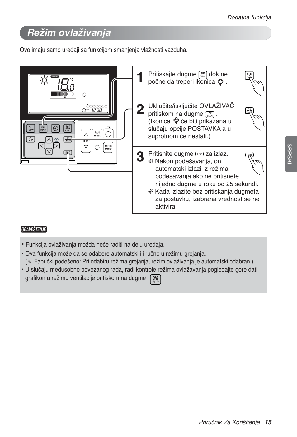 Režim ovlaživanja | LG LZ-H100GXN0 User Manual | Page 326 / 456