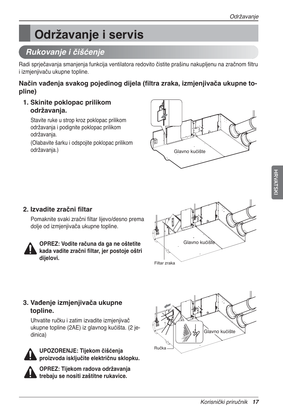 Održavanje i servis, Rukovanje i čišćenje | LG LZ-H100GXN0 User Manual | Page 352 / 456