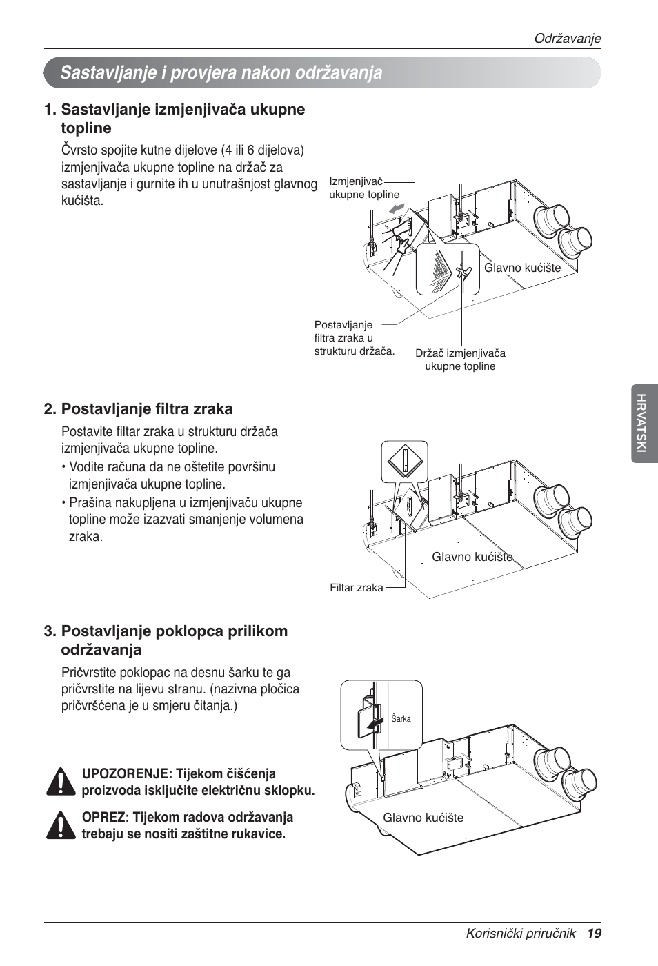 Sastavljanje i provjera nakon održavanja | LG LZ-H100GXN0 User Manual | Page 354 / 456