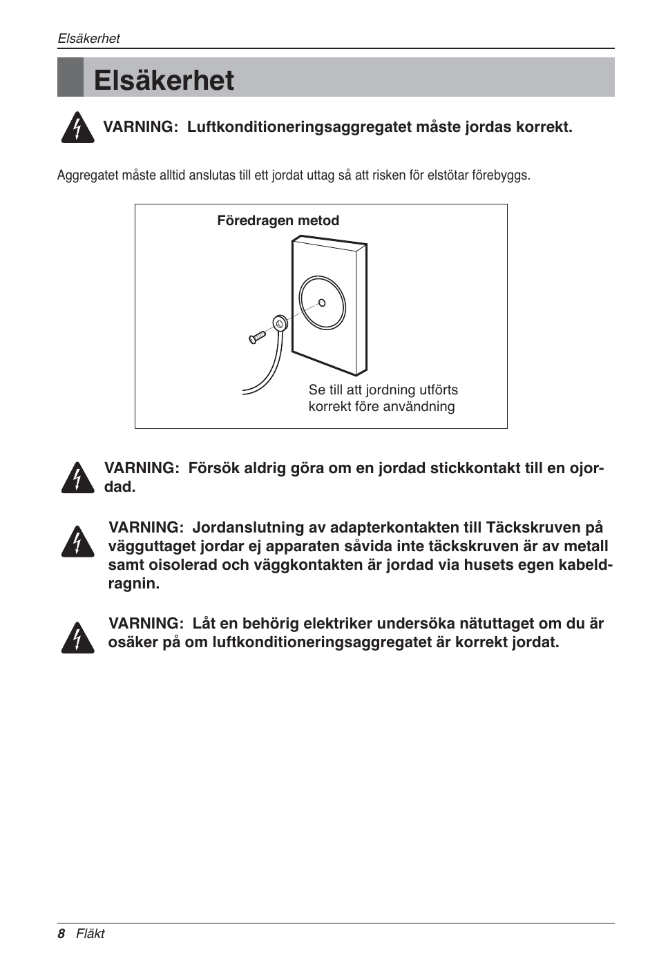 Elsäkerhet | LG LZ-H100GXN0 User Manual | Page 367 / 456