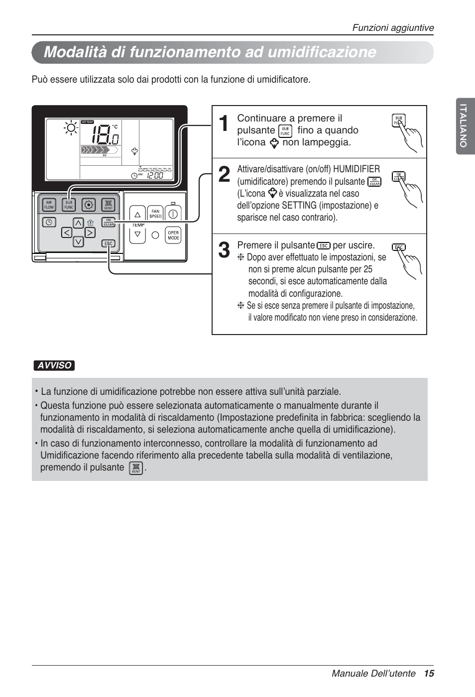 Modalità di funzionamento ad umidificazione | LG LZ-H100GXN0 User Manual | Page 39 / 456