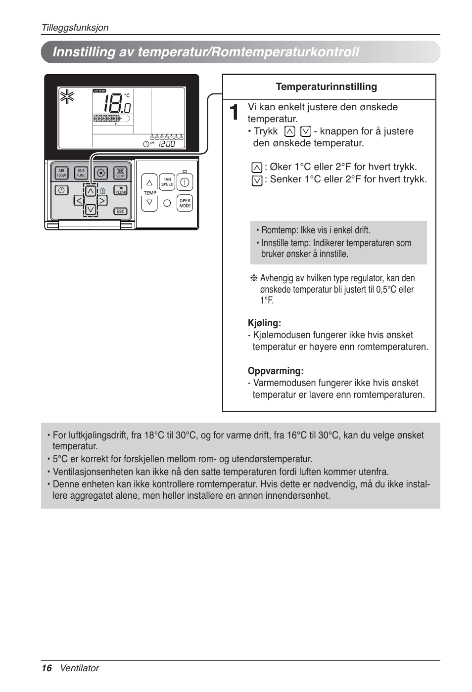 Innstilling av temperatur/romtemperaturkontroll | LG LZ-H100GXN0 User Manual | Page 399 / 456