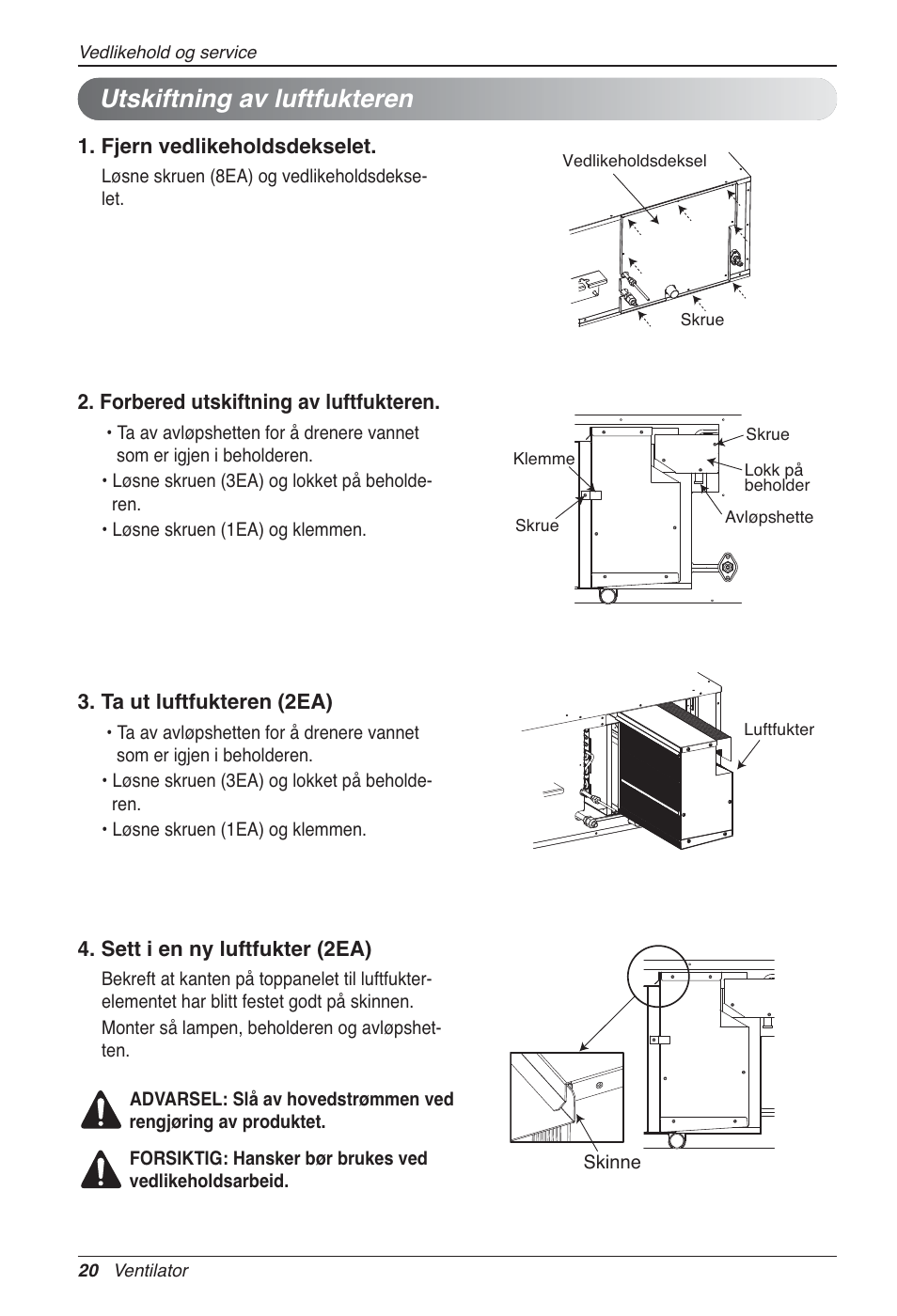 Utskiftning av luftfukteren | LG LZ-H100GXN0 User Manual | Page 403 / 456