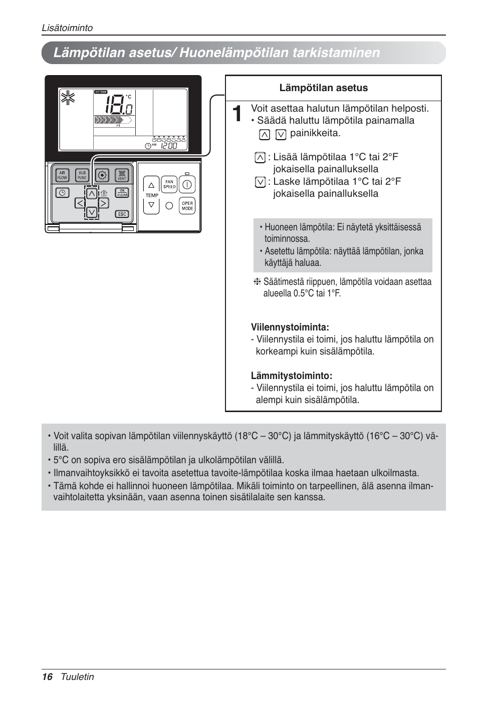 Lämpötilan asetus/ huonelämpötilan tarkistaminen | LG LZ-H100GXN0 User Manual | Page 423 / 456