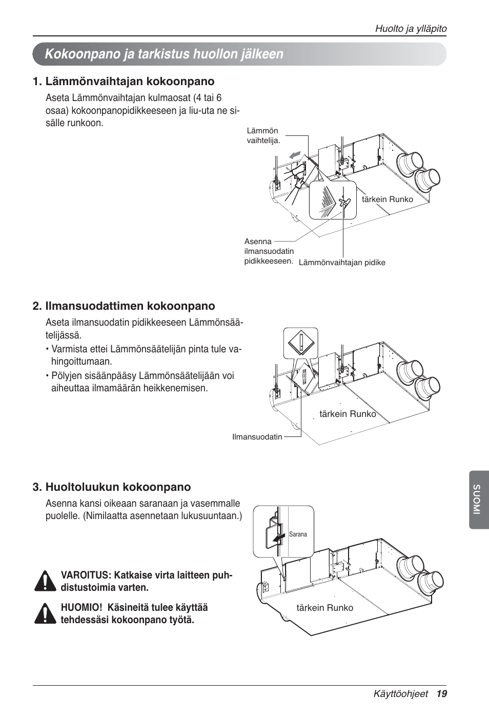 Kokoonpano ja tarkistus huollon jälkeen | LG LZ-H100GXN0 User Manual | Page 426 / 456