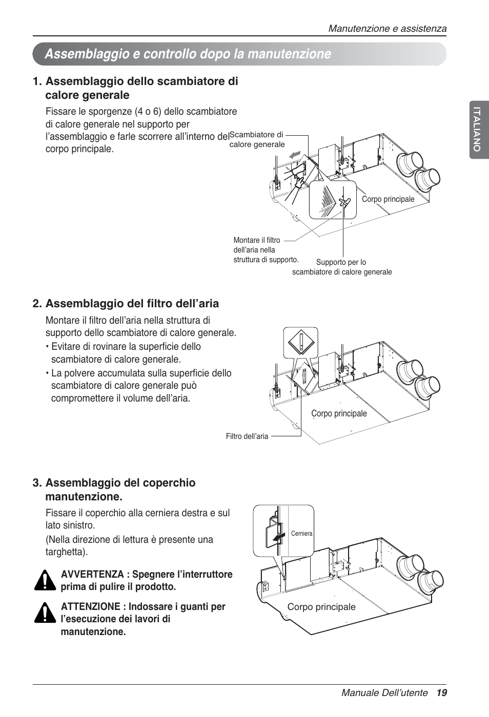 Assemblaggio e controllo dopo la manutenzione | LG LZ-H100GXN0 User Manual | Page 43 / 456