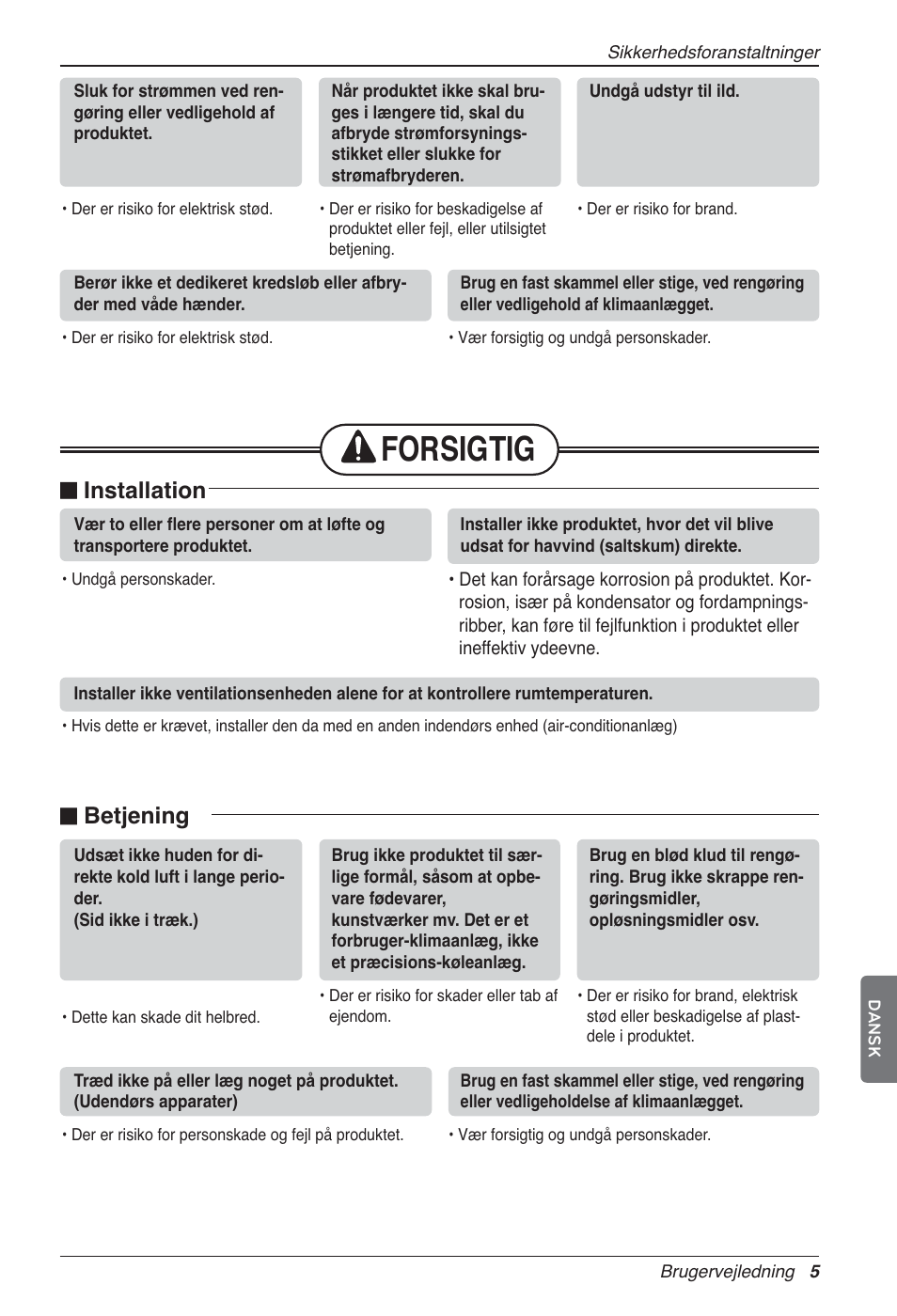 Forsigtig, N installation, N betjening | LG LZ-H100GXN0 User Manual | Page 436 / 456