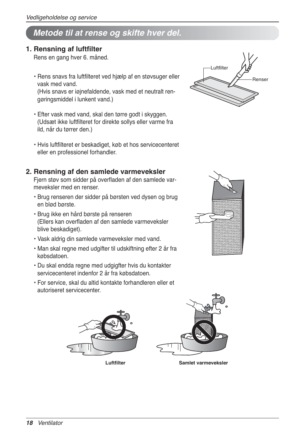 Metode til at rense og skifte hver del | LG LZ-H100GXN0 User Manual | Page 449 / 456