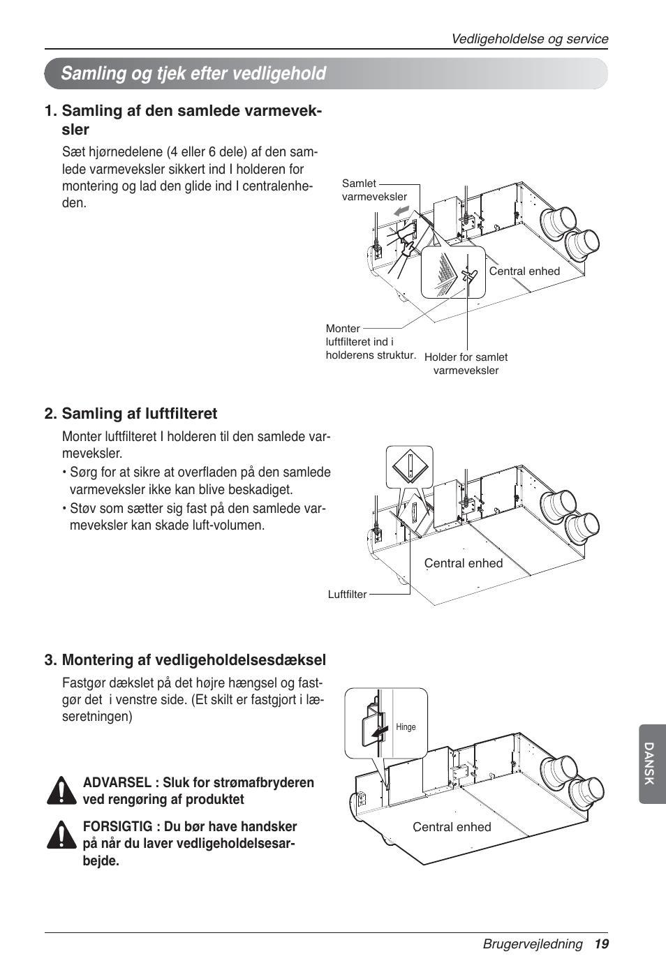 Samling og tjek efter vedligehold | LG LZ-H100GXN0 User Manual | Page 450 / 456