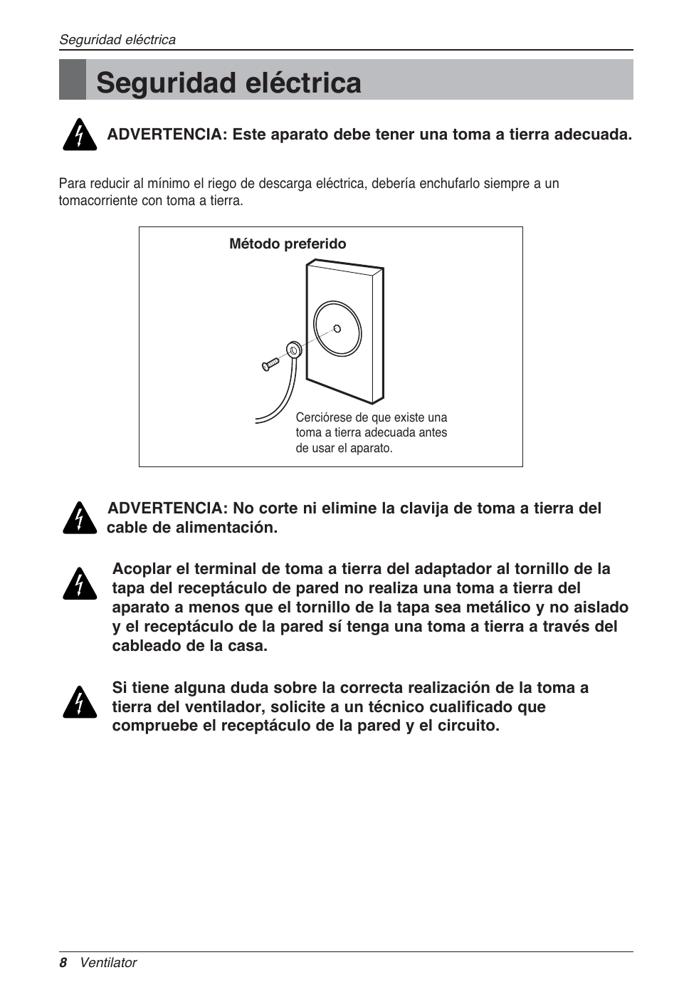 Seguridad eléctrica | LG LZ-H100GXN0 User Manual | Page 56 / 456