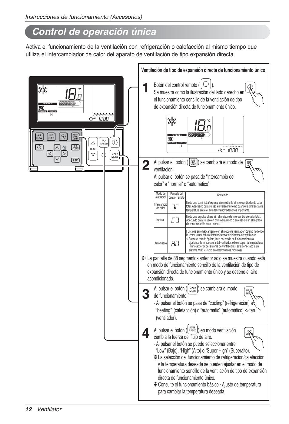 Control de operación única | LG LZ-H100GXN0 User Manual | Page 60 / 456