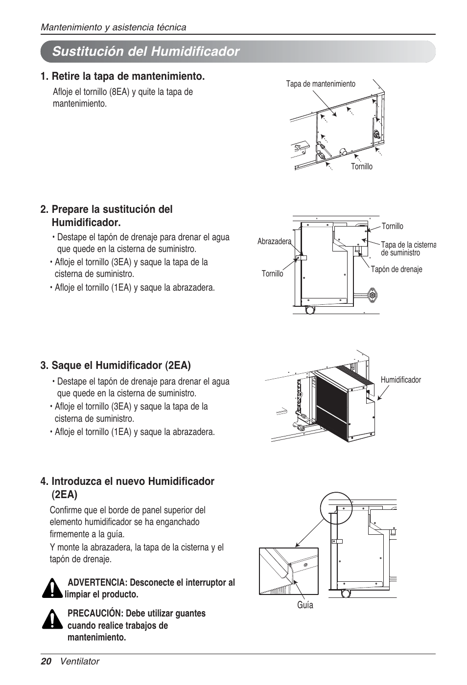 Sustitución del humidificador | LG LZ-H100GXN0 User Manual | Page 68 / 456