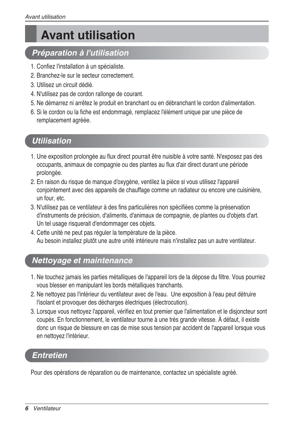 Avant utilisation | LG LZ-H100GXN0 User Manual | Page 78 / 456