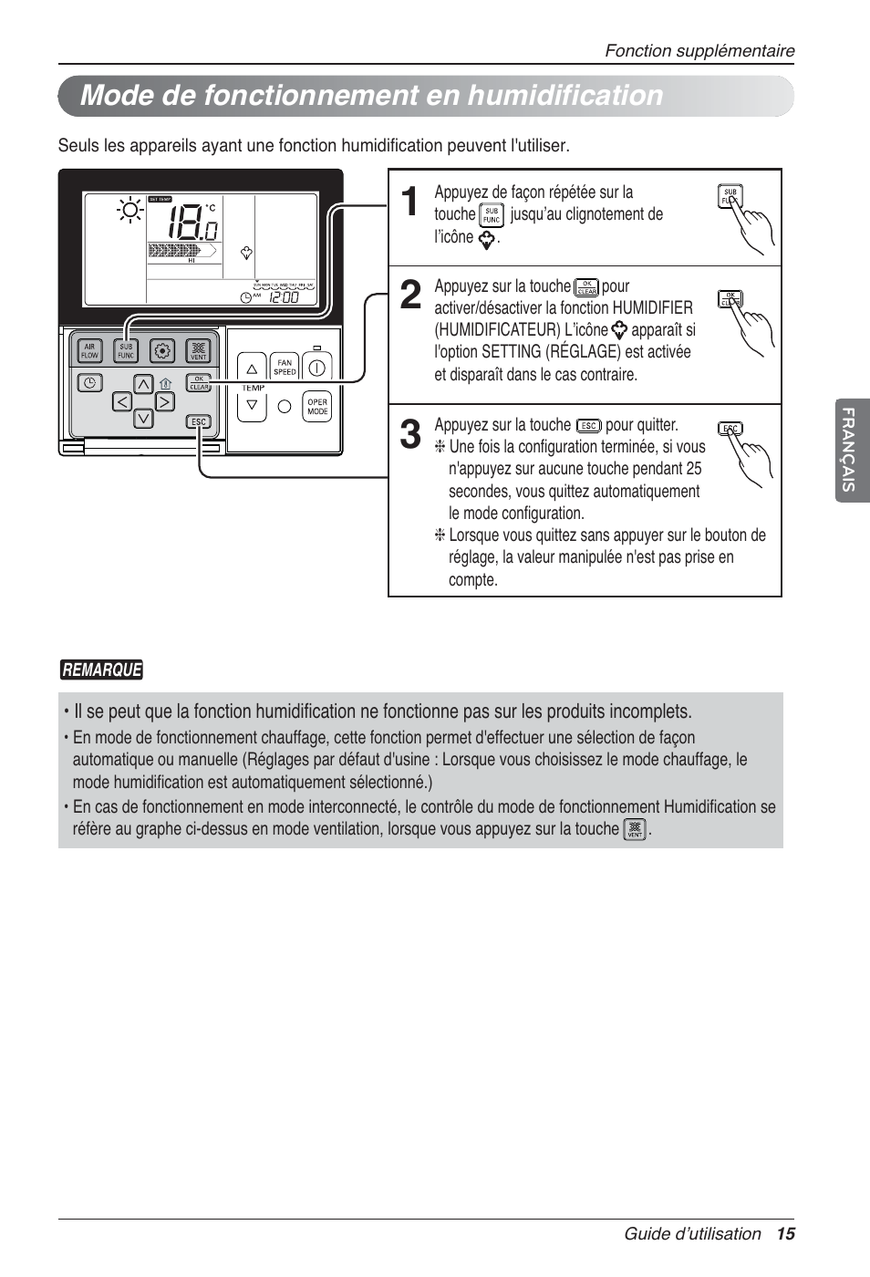 Mode de fonctionnement en humidification | LG LZ-H100GXN0 User Manual | Page 87 / 456