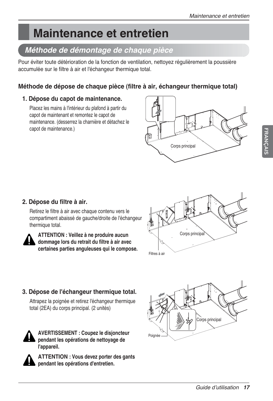 Maintenance et entretien, Méthode de démontage de chaque pièce | LG LZ-H100GXN0 User Manual | Page 89 / 456