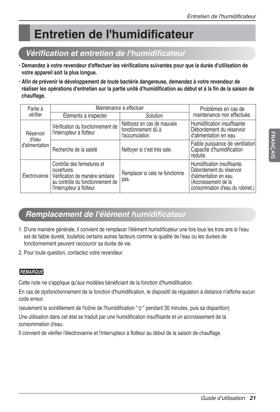 Entretien de l'humidificateur | LG LZ-H100GXN0 User Manual | Page 93 / 456