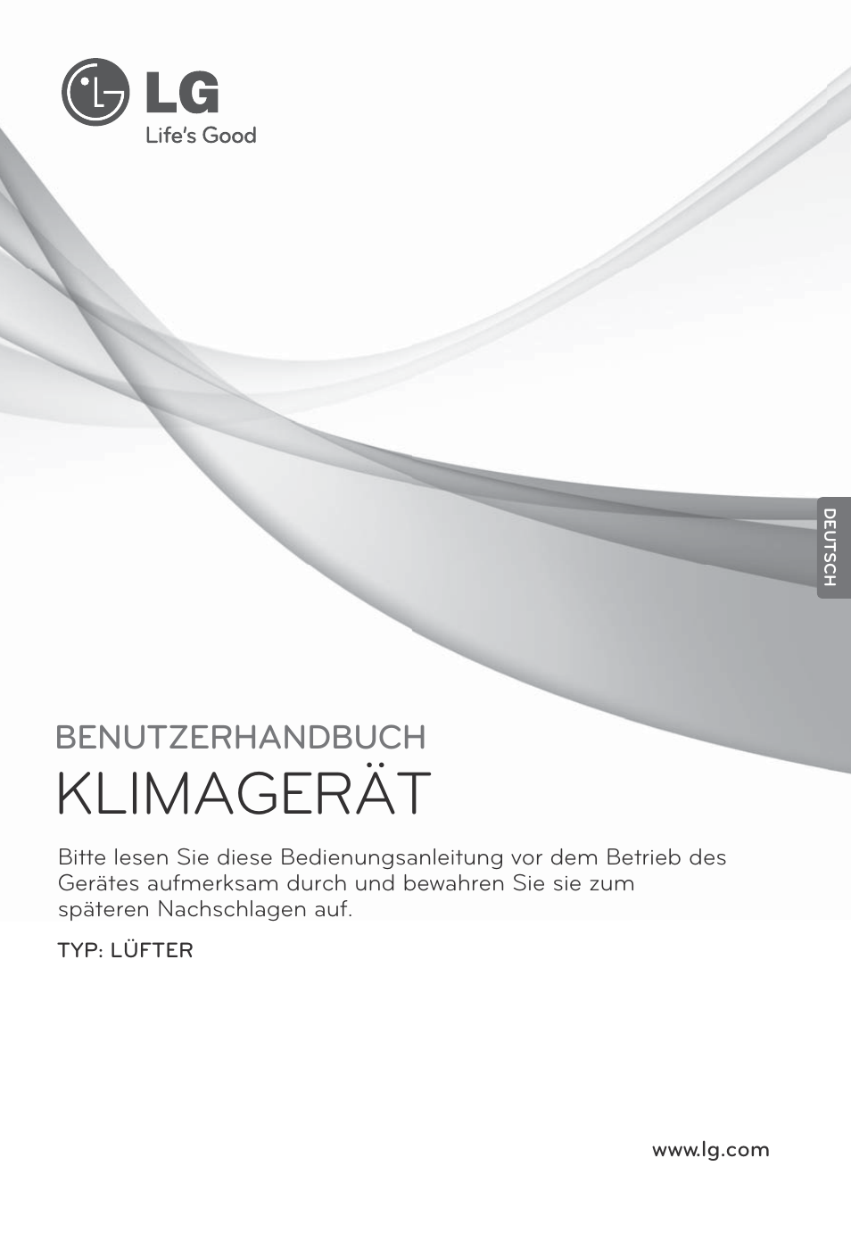 Deutsch, Klimagerät, Benutzerhandbuch | LG LZ-H100GXN0 User Manual | Page 97 / 456