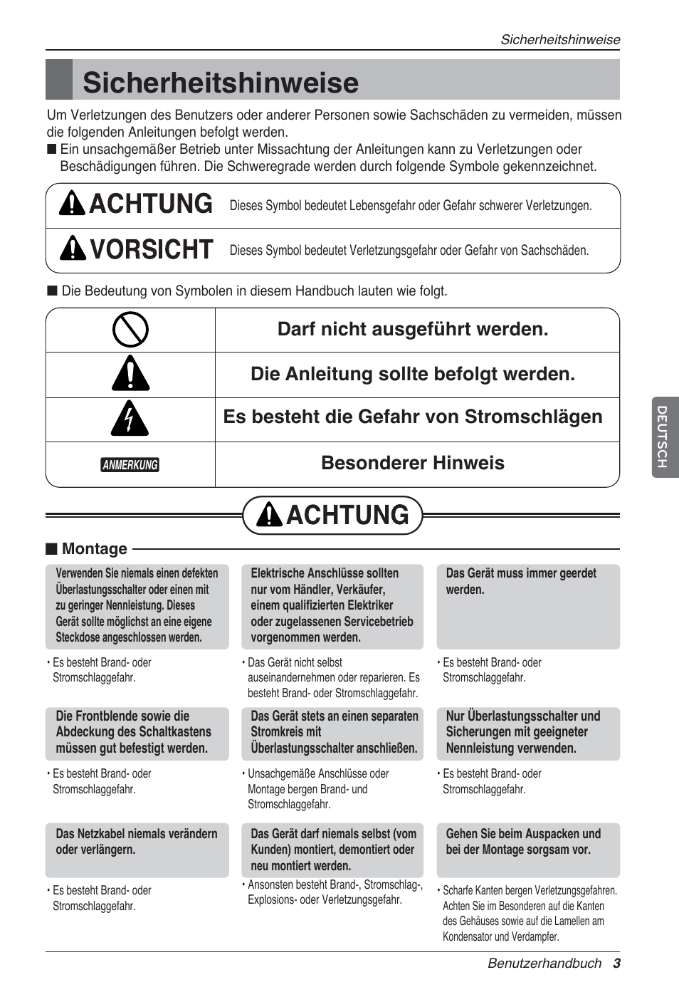 Sicherheitshinweise | LG LZ-H100GXN0 User Manual | Page 99 / 456