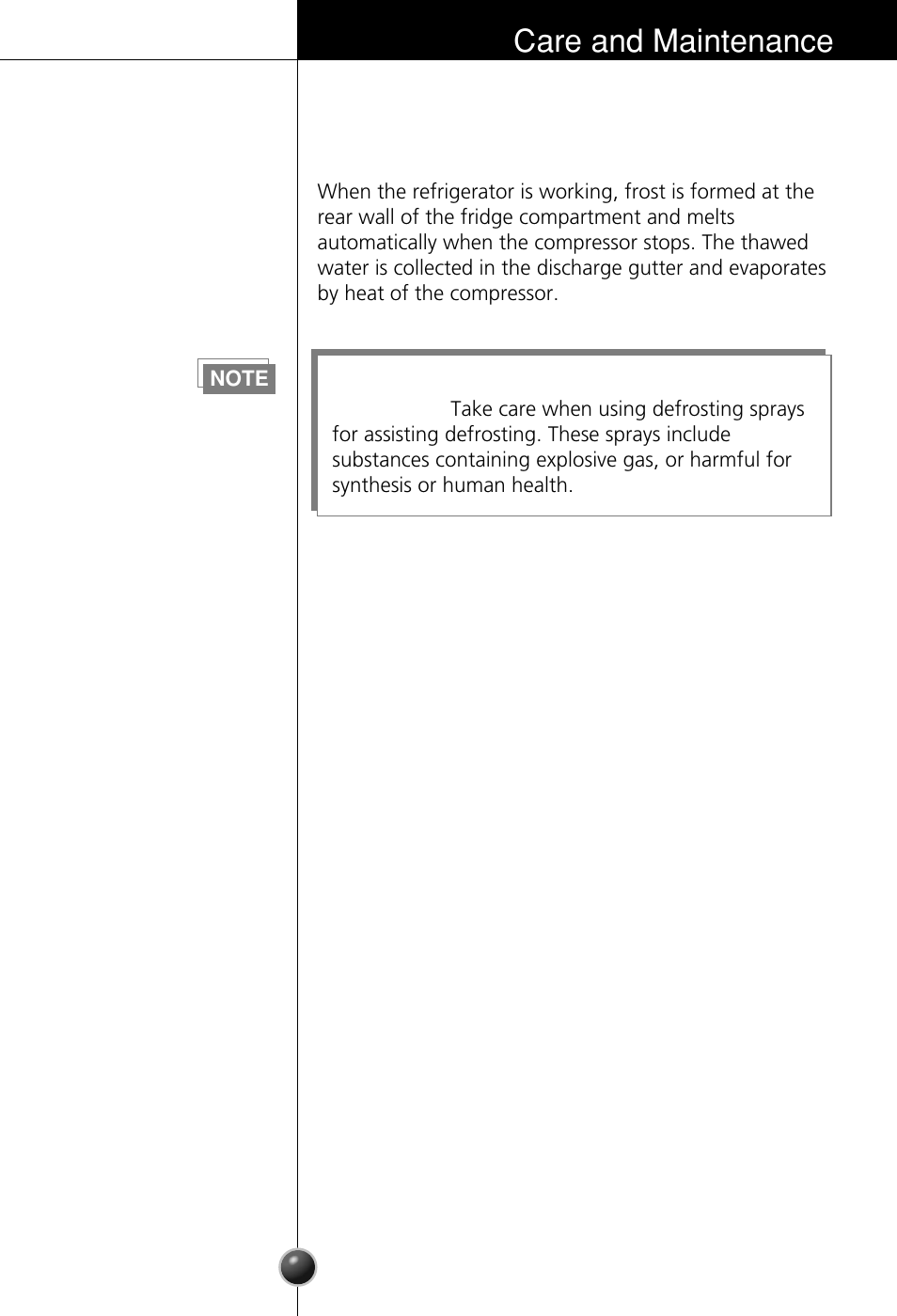 Defrosting, Care and maintenance | LG GR-181LA User Manual | Page 11 / 55