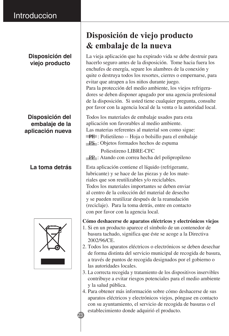 Introduccion | LG GR-181LA User Manual | Page 22 / 55