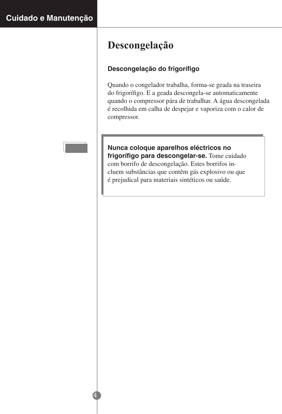 Descongelação | LG GR-181LA User Manual | Page 47 / 55