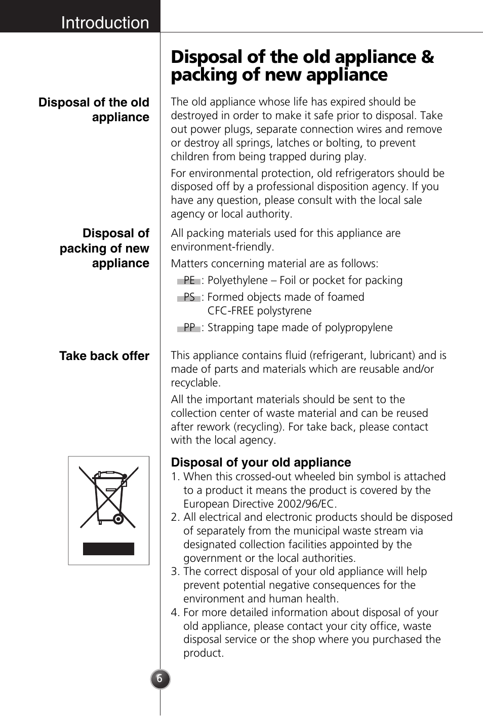 Introduction | LG GR-181LA User Manual | Page 5 / 55