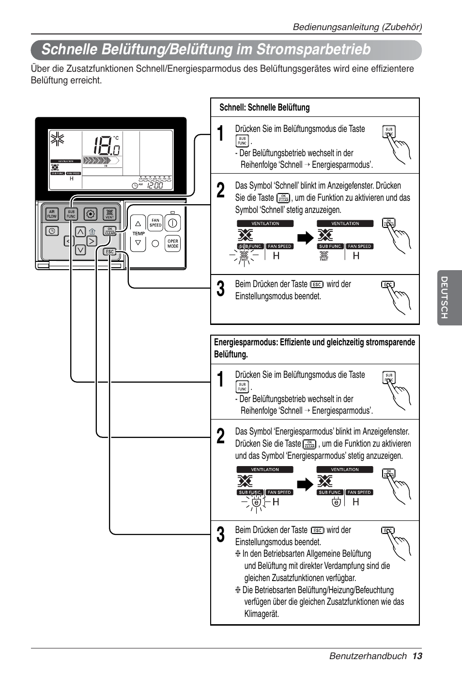 Schnelle belüftung/belüftung im stromsparbetrieb | LG LZ-H080GBA2 User Manual | Page 101 / 177