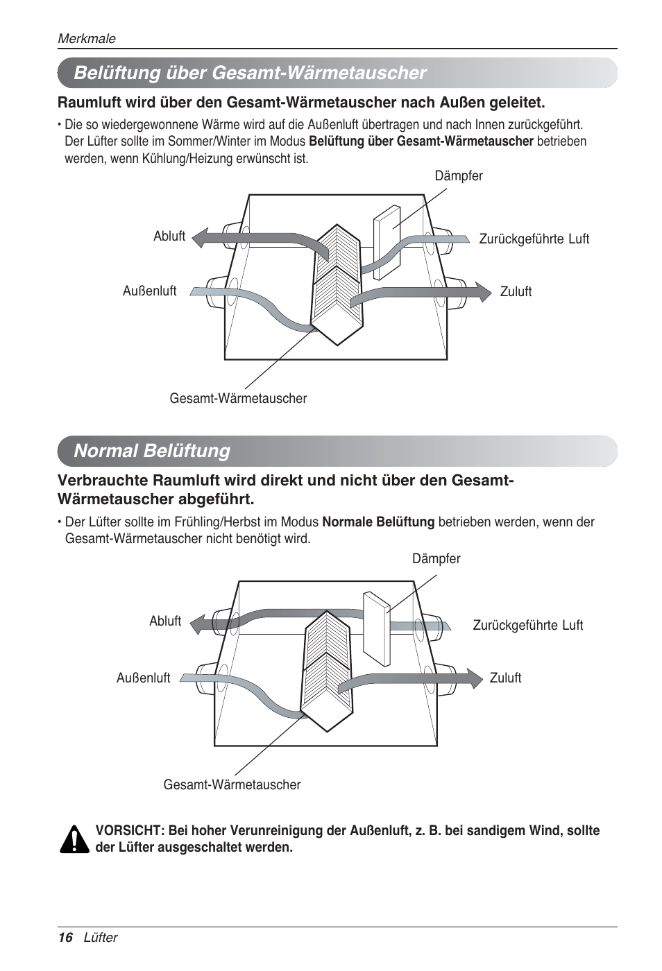 Belüftung über gesamt-wärmetauscher, Normal belüftung | LG LZ-H080GBA2 User Manual | Page 104 / 177