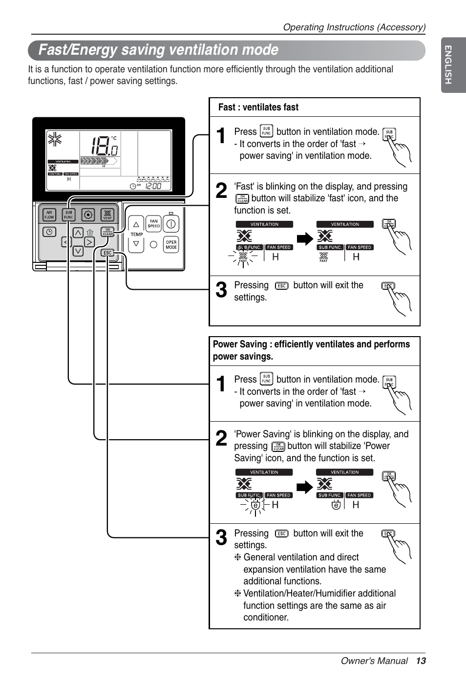 Fast/energy saving ventilation mode | LG LZ-H080GBA2 User Manual | Page 13 / 177