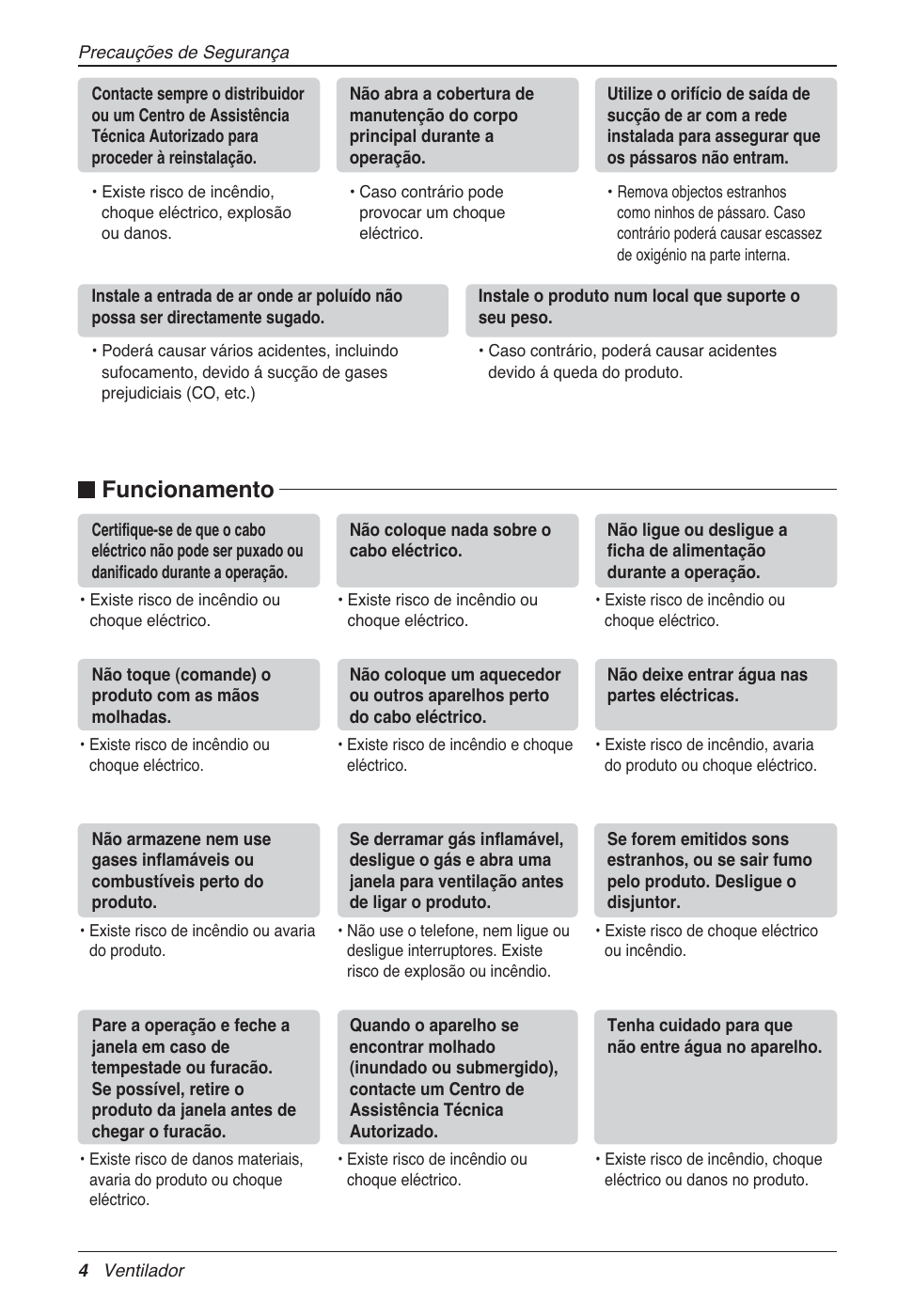 Funcionamento | LG LZ-H080GBA2 User Manual | Page 136 / 177