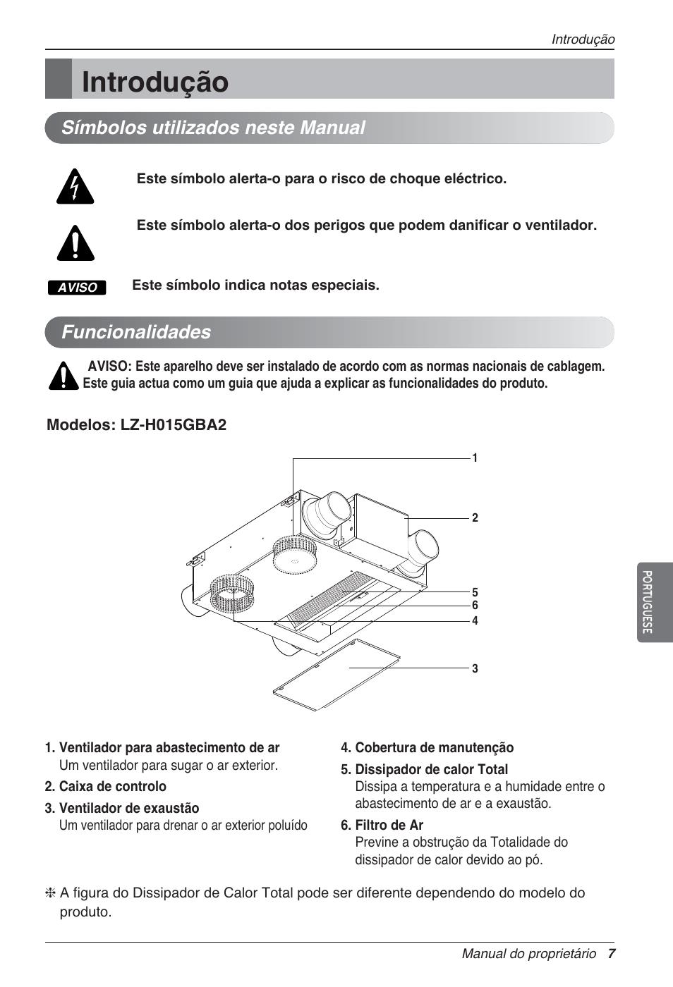 Introdução, Funcionalidades, Símbolos utilizados neste manual | LG LZ-H080GBA2 User Manual | Page 139 / 177