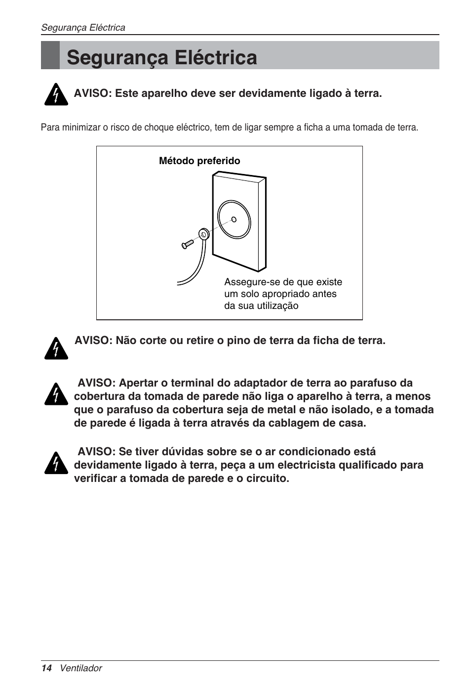 Segurança eléctrica | LG LZ-H080GBA2 User Manual | Page 146 / 177