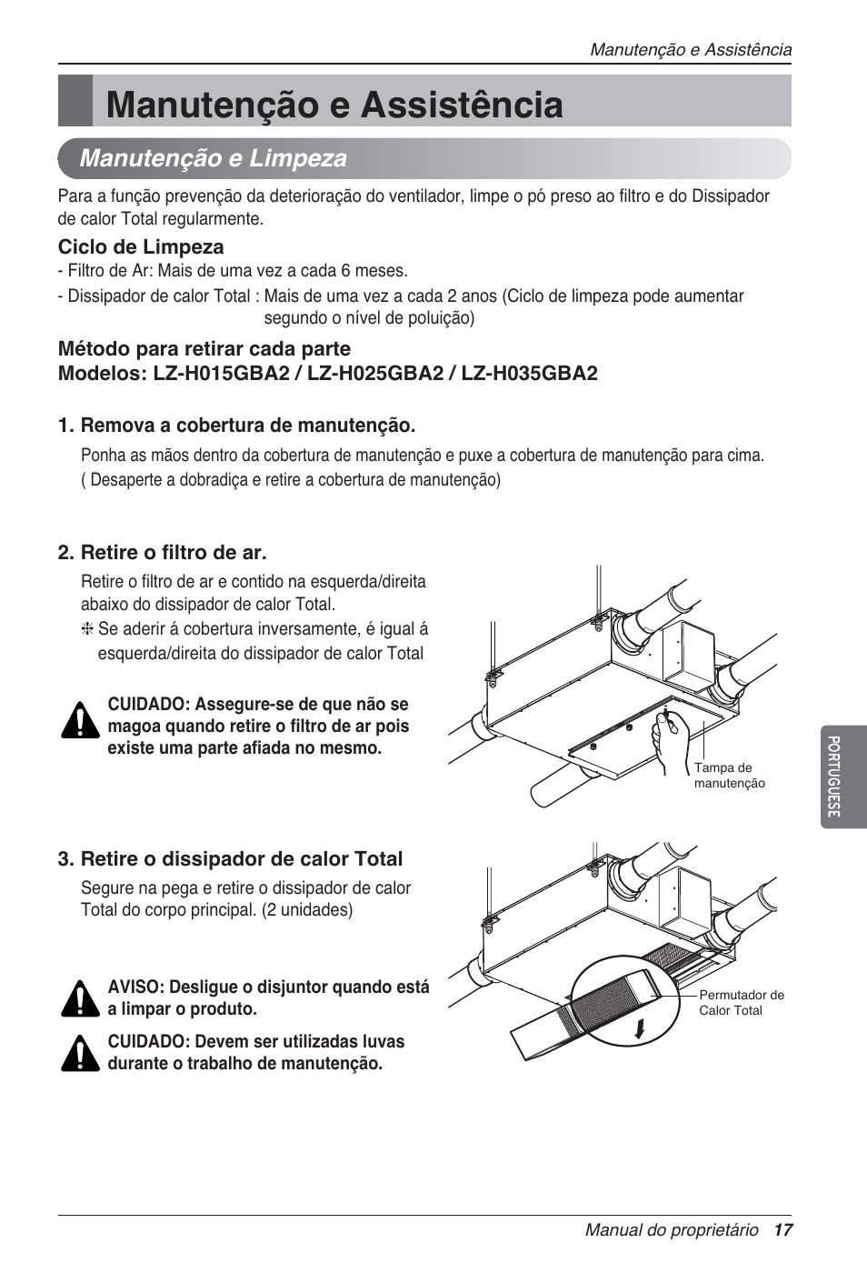 Manutenção e assistência, Manutenção e limpeza | LG LZ-H080GBA2 User Manual | Page 149 / 177