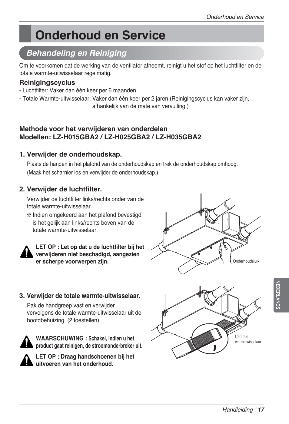 Onderhoud en service, Behandeling en reiniging | LG LZ-H080GBA2 User Manual | Page 171 / 177